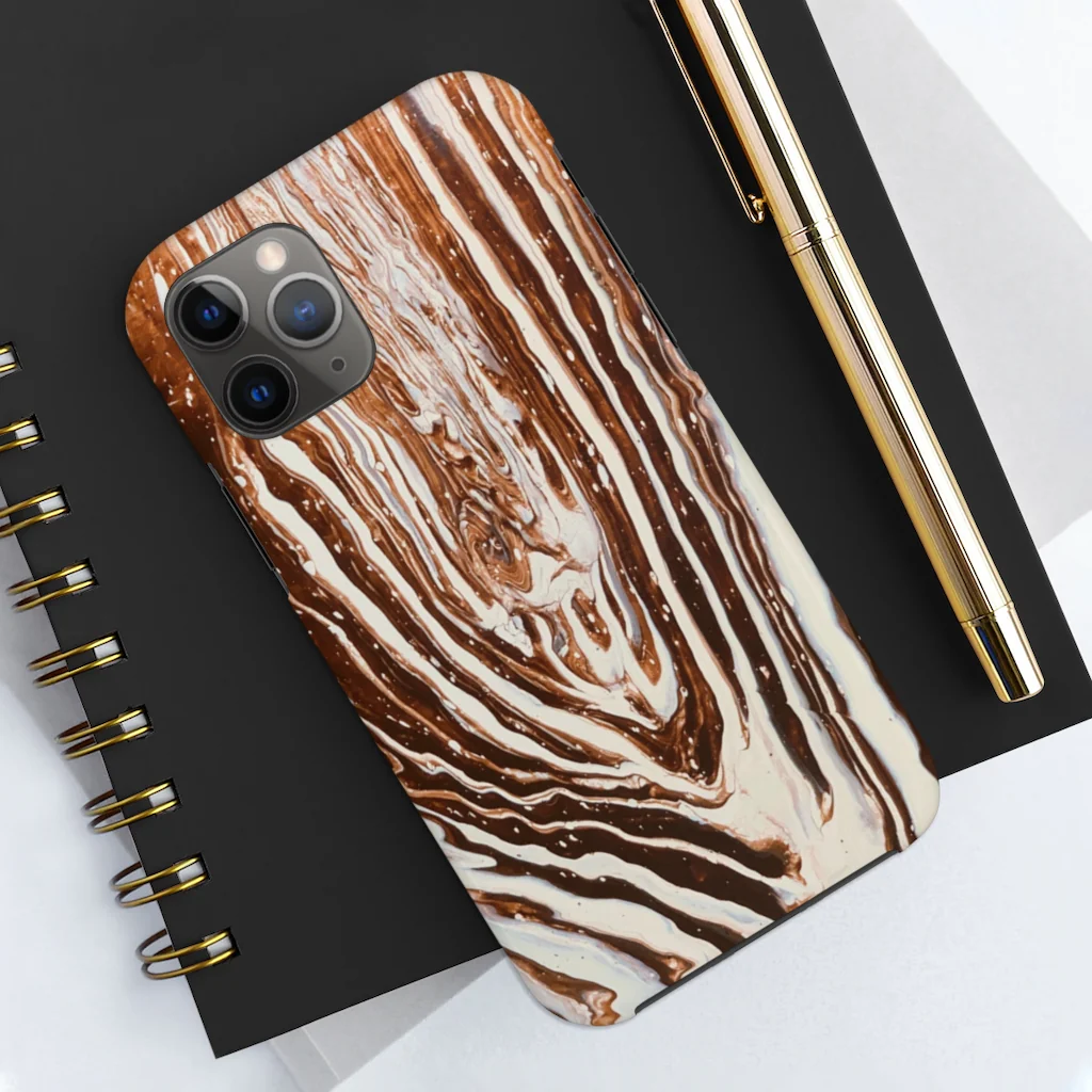 Coffee & Cream Acrylic Pour Cell Phone Case - Image 3